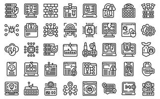 Hacker attack icons set outline vector. Fraud attack vector