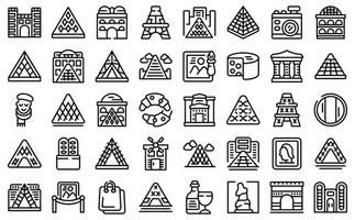 Louvre icons set outline vector. Painting picture vector