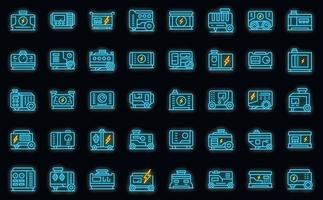 Power generator icons set vector neon