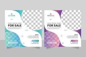 Creative business dream home for sale social media post design template vector