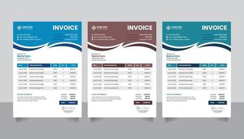 Business money bills or price invoices and payment agreement design templates vector