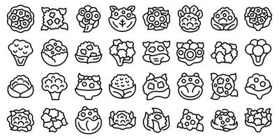 Cauliflower icons set outline vector. Cabbage food vector