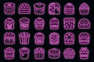 Panettone icons set vector neon