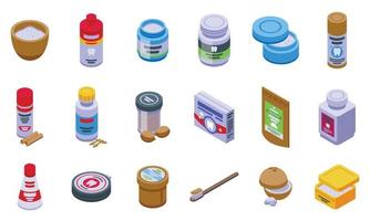 Tooth powder icons set isometric vector. Health dentist vector