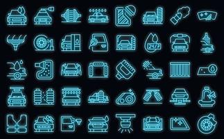 Automated car wash icons set vector neon