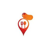 Chef Hat with Point Logo Design. Restaurant chef location positioning map logo navigation GPS icon. vector