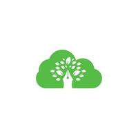 plantilla de diseño de logotipo de concepto de forma de nube de árbol de pluma. diseño de logotipo de empresa creativa de hoja de árbol de pluma vector