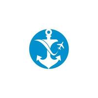 Anchor and airplane logo combination. Anchor and airplane symbol or icon. Unique travel and flight logotype design template. vector
