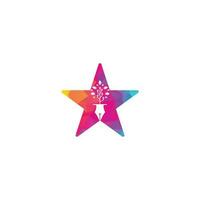 Tech Pen star shape concept Logo design. Tech pen with tech tree logo design template. vector