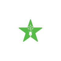Diseño de logotipo de concepto de forma de estrella de bolígrafo tecnológico. bolígrafo tecnológico con plantilla de diseño de logotipo de árbol tecnológico. vector