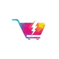 Shopping cart with flash logo icon. Cart Thunder Logo Vector Icon Illustration