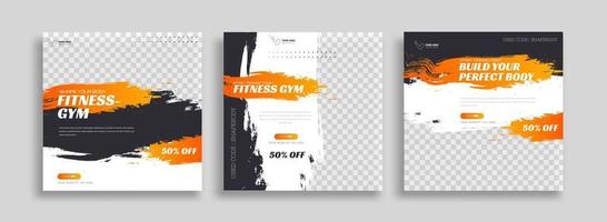 posts on social media vector illustration. Stylish graphics templates posts. dynamic abstractions typography photo. modern art paint and brush stains, fitness subjects gym. design frame post Template