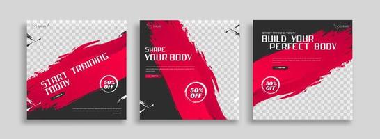 posts on social media vector illustration. Stylish graphics templates posts. dynamic abstractions typography photo. modern art paint and brush stains, fitness subjects gym. design frame post Template