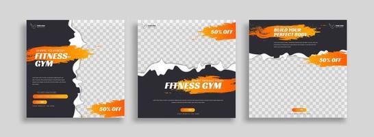 posts on social media vector illustration. Stylish graphics templates posts. dynamic abstractions typography photo. modern art paint and brush stains, fitness subjects gym. design frame post Template