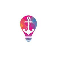 Anchor with rope bulb shape logo design template. vector