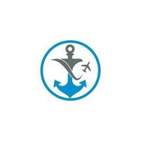 Anchor and airplane logo combination. Anchor and airplane symbol or icon. Unique travel and flight logotype design template. vector