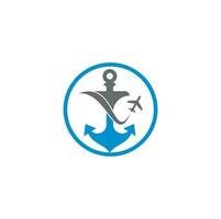 Anchor and airplane logo combination. Anchor and airplane symbol or icon. Unique travel and flight logotype design template. vector