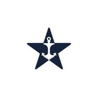 Anchor star shape concept vector logo design.