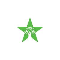 plantilla de diseño de logotipo de concepto de forma de estrella de árbol de pluma. diseño de logotipo de empresa creativa de hoja de árbol de pluma vector