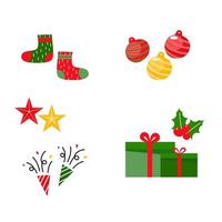 Christmas ornaments set, flat vector illustration.