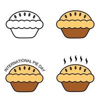 Pie vector drawing process Illustration on a white background