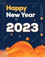 feliz año nuevo 2023, patrón festivo sobre fondo de color para tarjeta de invitación, feliz navidad, feliz año nuevo 2023 vector