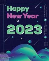 feliz año nuevo 2023, patrón festivo sobre fondo de color para tarjeta de invitación, feliz navidad, feliz año nuevo 2023, tarjetas de felicitación vector