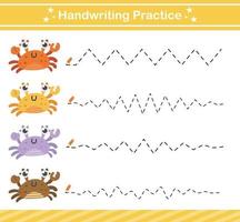 handwriting practice game.Education game for kindergarten and preschool .Educational page for kids vector