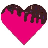 corazón rosa con chocolate derretido vector