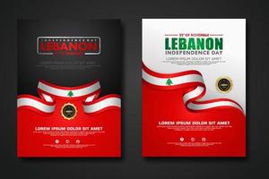 Set poster design Lebanon Independence day background template vector