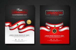 Set poster design Lebanon Independence day background template vector