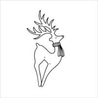 Hand drawn deer in a scarf. Doodle vector illustration