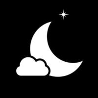 Moon, cloud and star icon with black background. Moonlight - Flat icon. vector illustration.