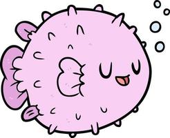 Cartoon cute blowfish vector