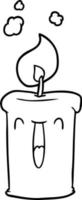 Line drawing cartoon cute happy candle vector