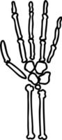 Line drawing cartoon hand skeleton vector
