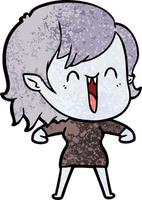 Retro grunge texture cartoon cute vampire girl vector