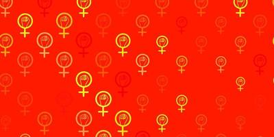 Light Red, Yellow vector background with woman symbols.