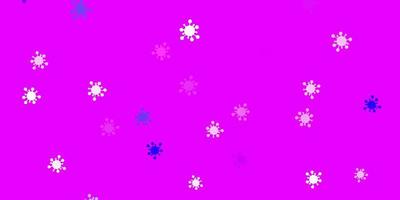 Light purple, pink vector backdrop with virus symbols.