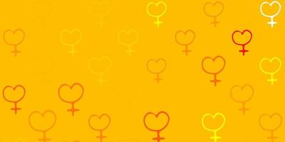 Light Orange vector pattern with feminism elements.