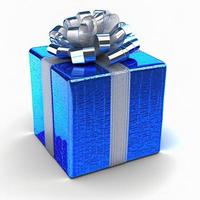 3d gift box on isolated white background. Birthday, celebration, 3d packaging photo