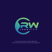 RW Initial letter circular line logo template vector with gradient color blend