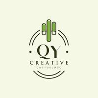 QY Initial letter green cactus logo vector