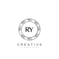 RY Initial Letter Flower Logo Template Vector premium vector art