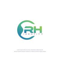 RH Initial letter circular line logo template vector with gradient color blend