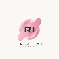 RI Initial Letter Colorful logo icon design template elements Vector