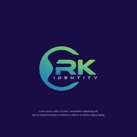 RK Initial letter circular line logo template vector with gradient color blend