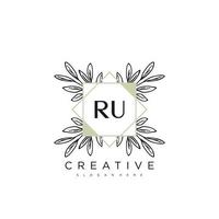 RU Initial Letter Flower Logo Template Vector premium vector art