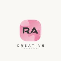 RA Initial Letter logo icon design template elements with wave colorful art. vector