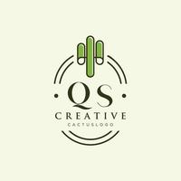 qs letra inicial vector de logotipo de cactus verde